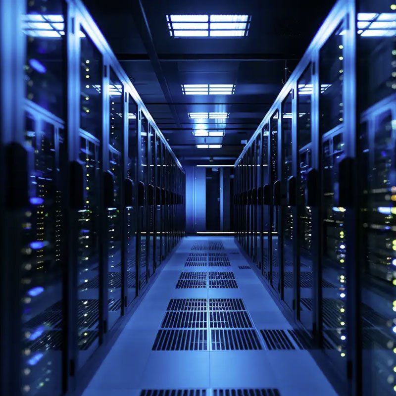 Modern server room with network infrastructure